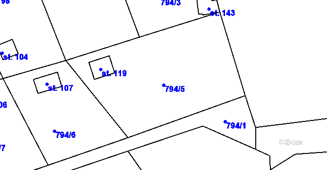 Parcela st. 794/5 v KÚ Počeplice, Katastrální mapa