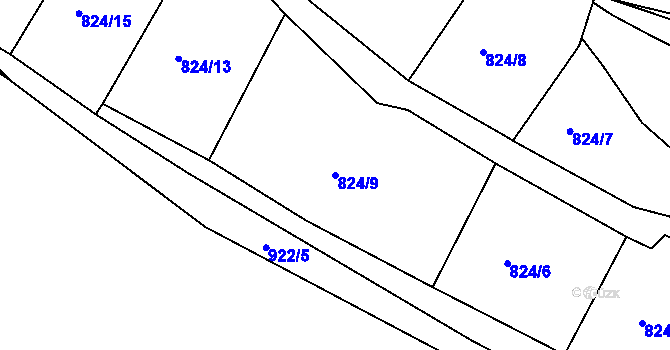 Parcela st. 824/9 v KÚ Počeplice, Katastrální mapa