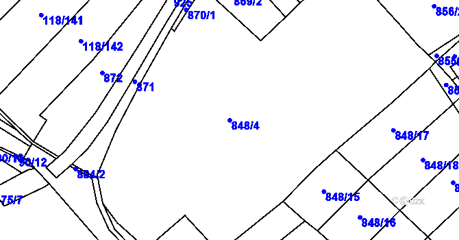 Parcela st. 848/4 v KÚ Počeplice, Katastrální mapa