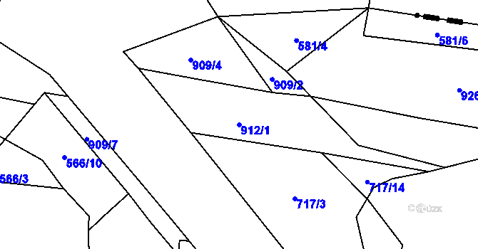 Parcela st. 912/1 v KÚ Počeplice, Katastrální mapa