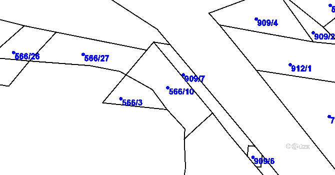 Parcela st. 566/10 v KÚ Počeplice, Katastrální mapa