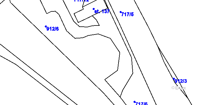 Parcela st. 717/11 v KÚ Počeplice, Katastrální mapa