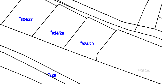 Parcela st. 824/29 v KÚ Počeplice, Katastrální mapa