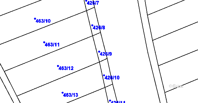Parcela st. 426/9 v KÚ Počeplice, Katastrální mapa