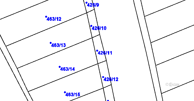 Parcela st. 426/11 v KÚ Počeplice, Katastrální mapa