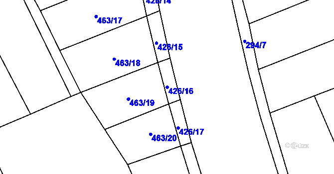 Parcela st. 426/16 v KÚ Počeplice, Katastrální mapa