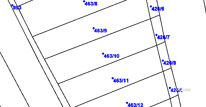 Parcela st. 463/10 v KÚ Počeplice, Katastrální mapa