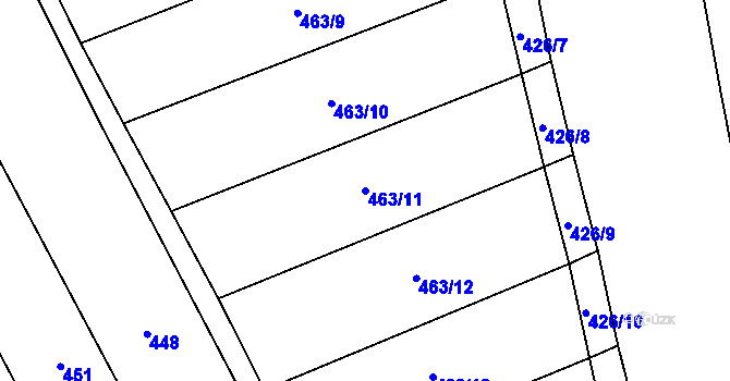 Parcela st. 463/11 v KÚ Počeplice, Katastrální mapa