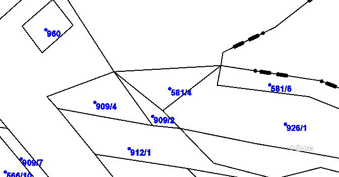 Parcela st. 581/4 v KÚ Počeplice, Katastrální mapa