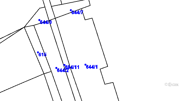 Parcela st. 644/8 v KÚ Počeplice, Katastrální mapa