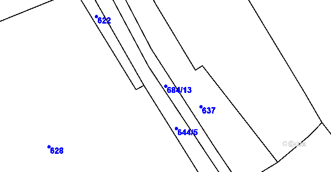 Parcela st. 684/13 v KÚ Počeplice, Katastrální mapa