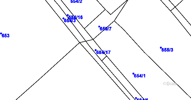 Parcela st. 684/17 v KÚ Počeplice, Katastrální mapa