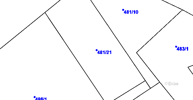 Parcela st. 481/21 v KÚ Počeplice, Katastrální mapa