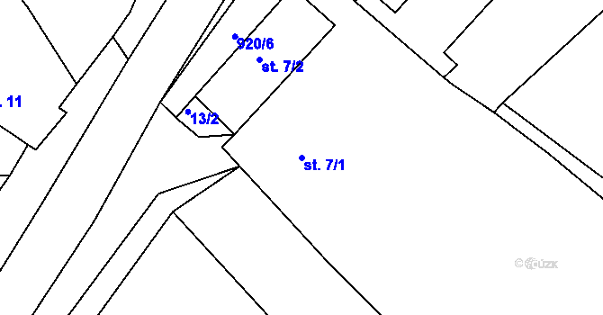 Parcela st. 7/1 v KÚ Počeplice, Katastrální mapa