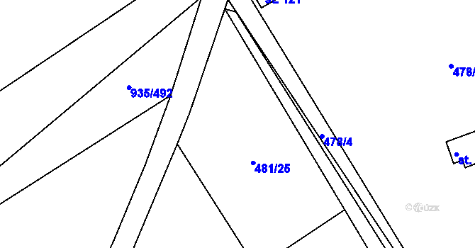 Parcela st. 481/25 v KÚ Počeplice, Katastrální mapa