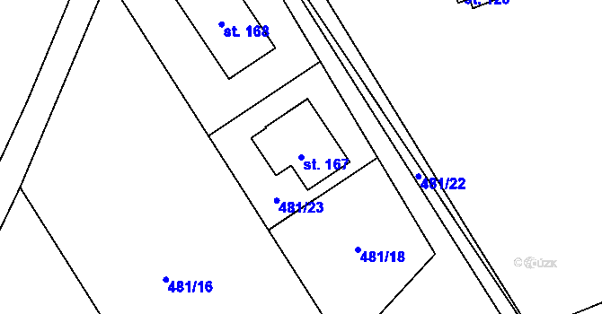 Parcela st. 167 v KÚ Počeplice, Katastrální mapa