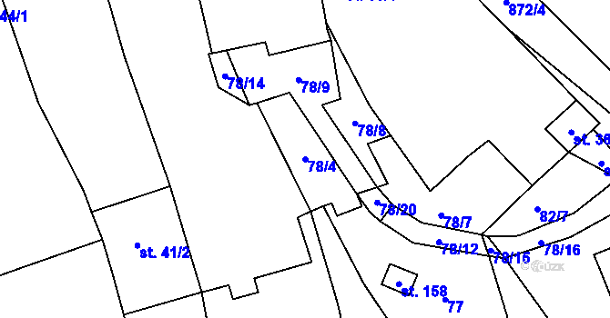 Parcela st. 78/4 v KÚ Stračí, Katastrální mapa