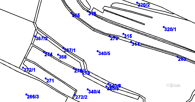 Parcela st. 340/5 v KÚ Stračí, Katastrální mapa