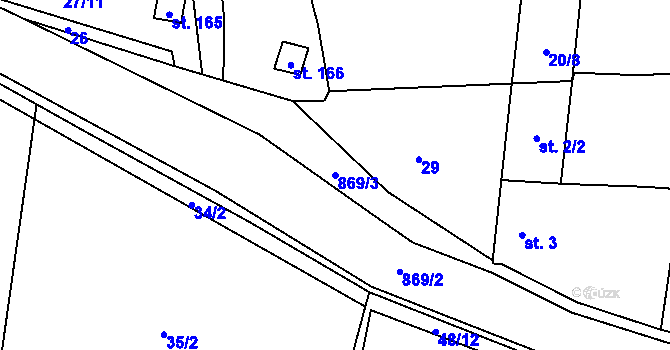 Parcela st. 869/3 v KÚ Stračí, Katastrální mapa