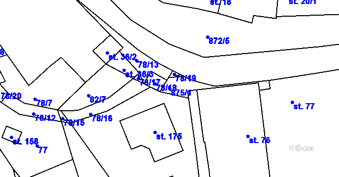 Parcela st. 875/1 v KÚ Stračí, Katastrální mapa