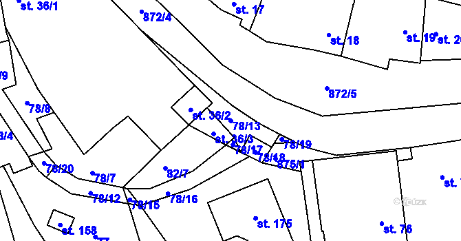 Parcela st. 78/13 v KÚ Stračí, Katastrální mapa
