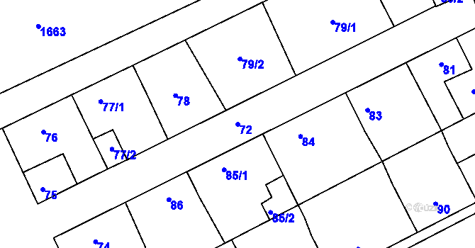 Parcela st. 72 v KÚ Štětí I, Katastrální mapa