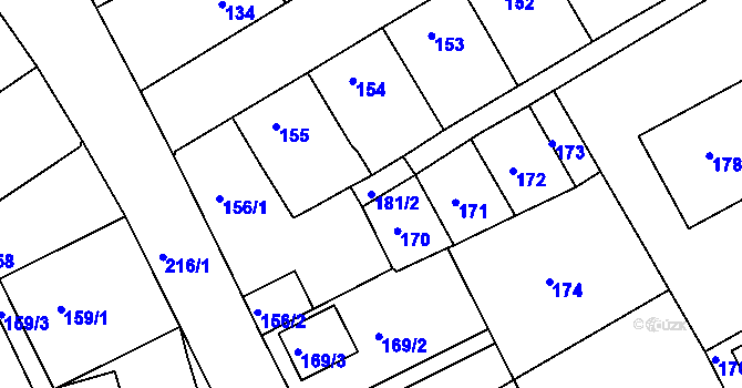 Parcela st. 181/2 v KÚ Štětí I, Katastrální mapa
