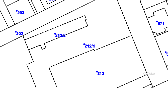 Parcela st. 212/1 v KÚ Štětí I, Katastrální mapa