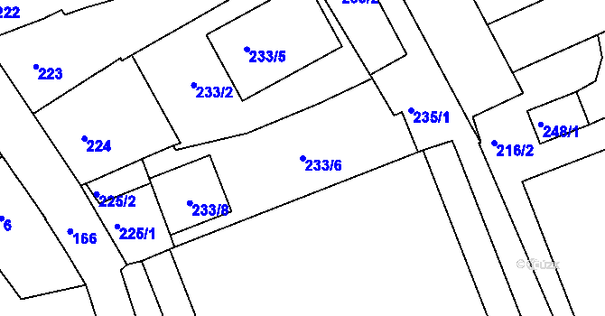Parcela st. 233/6 v KÚ Štětí I, Katastrální mapa