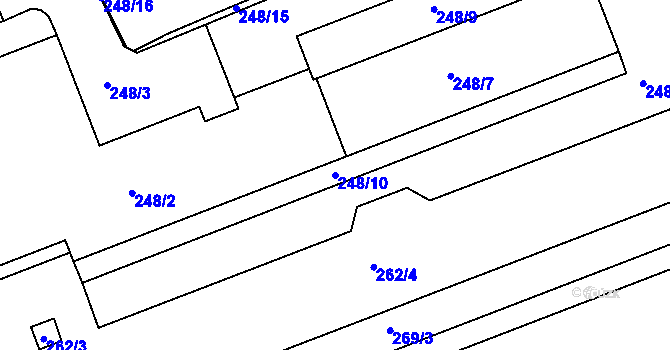 Parcela st. 248/10 v KÚ Štětí I, Katastrální mapa