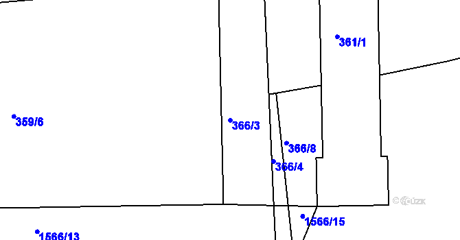 Parcela st. 366/3 v KÚ Štětí I, Katastrální mapa