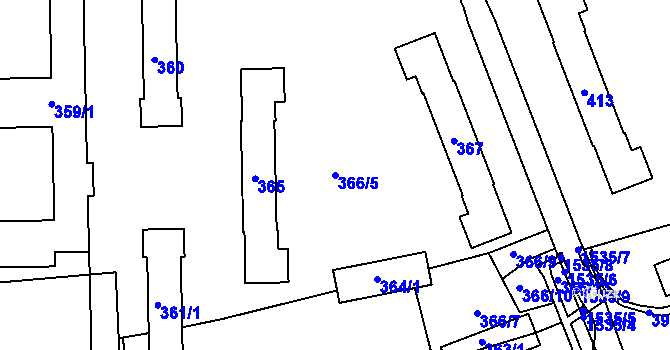 Parcela st. 366/5 v KÚ Štětí I, Katastrální mapa