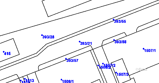 Parcela st. 393/21 v KÚ Štětí I, Katastrální mapa