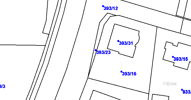 Parcela st. 393/23 v KÚ Štětí I, Katastrální mapa