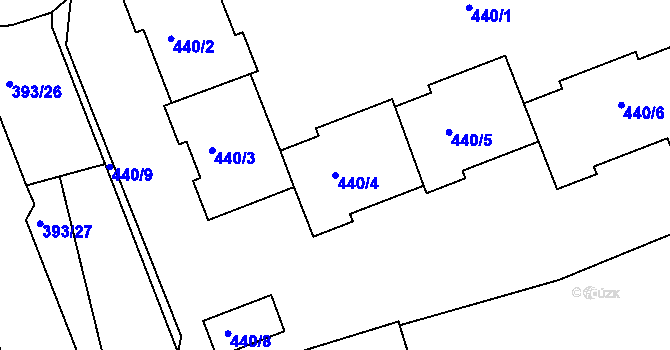 Parcela st. 440/4 v KÚ Štětí I, Katastrální mapa