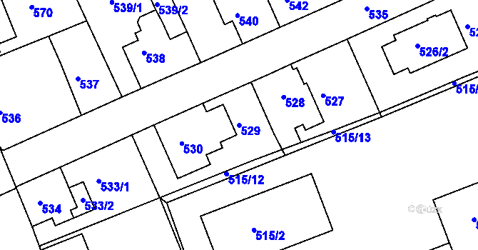 Parcela st. 529 v KÚ Štětí I, Katastrální mapa