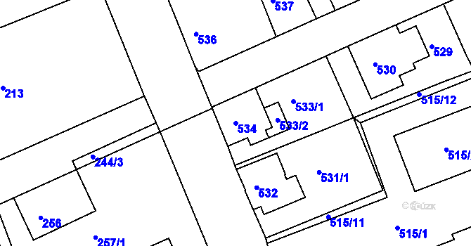 Parcela st. 534 v KÚ Štětí I, Katastrální mapa
