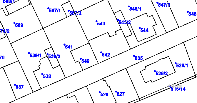 Parcela st. 542 v KÚ Štětí I, Katastrální mapa