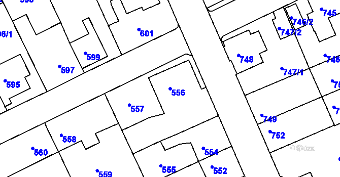 Parcela st. 556 v KÚ Štětí I, Katastrální mapa