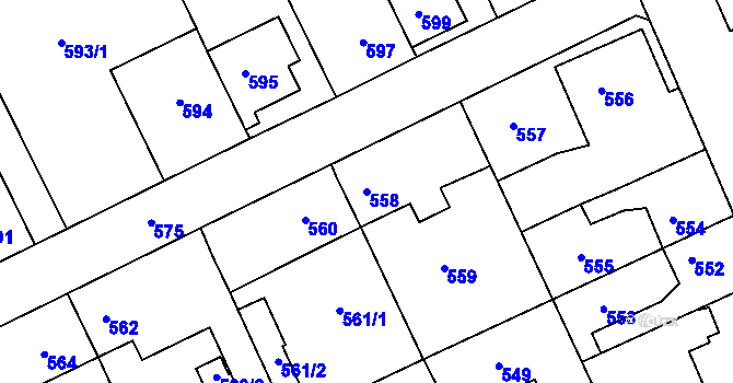 Parcela st. 558 v KÚ Štětí I, Katastrální mapa