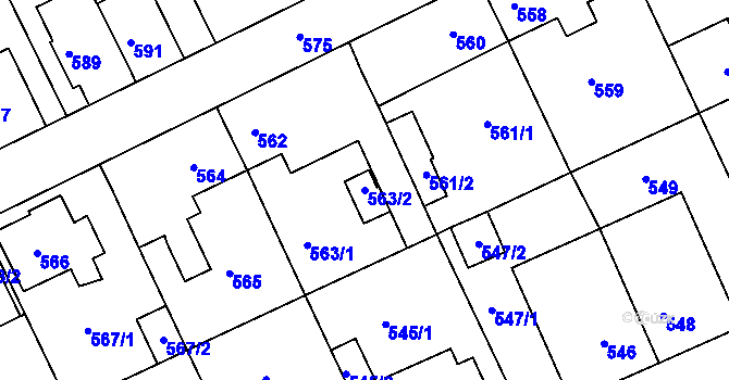 Parcela st. 563/2 v KÚ Štětí I, Katastrální mapa
