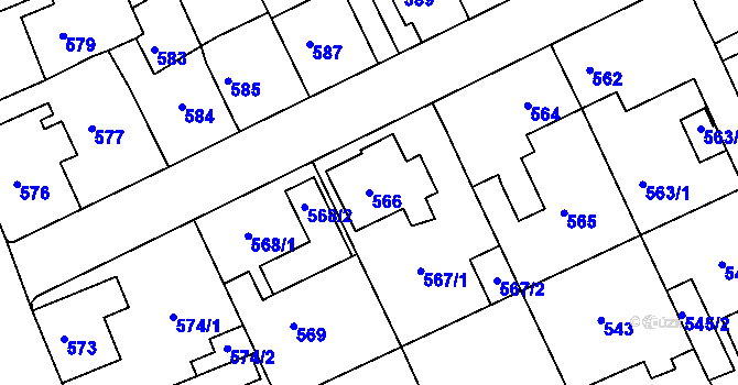 Parcela st. 566 v KÚ Štětí I, Katastrální mapa
