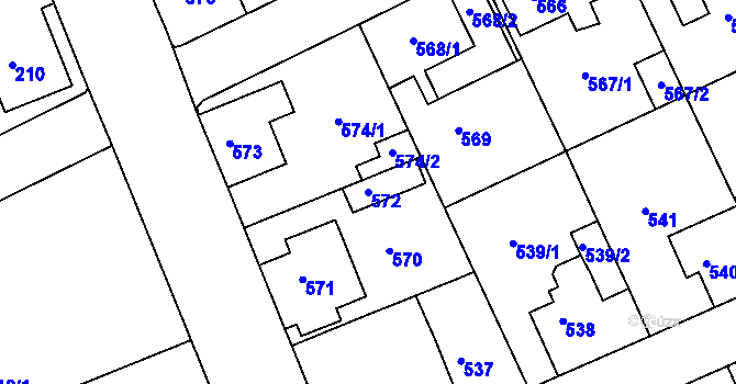 Parcela st. 572 v KÚ Štětí I, Katastrální mapa