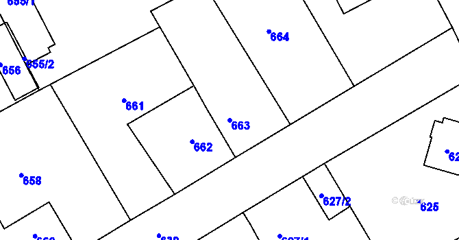Parcela st. 663 v KÚ Štětí I, Katastrální mapa