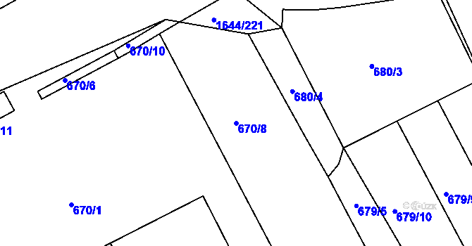 Parcela st. 670/8 v KÚ Štětí I, Katastrální mapa