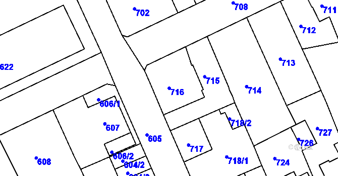 Parcela st. 716 v KÚ Štětí I, Katastrální mapa