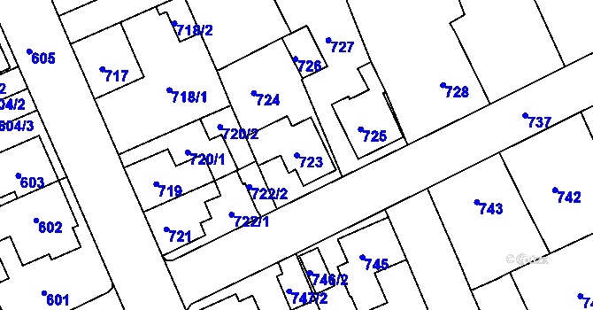 Parcela st. 723 v KÚ Štětí I, Katastrální mapa