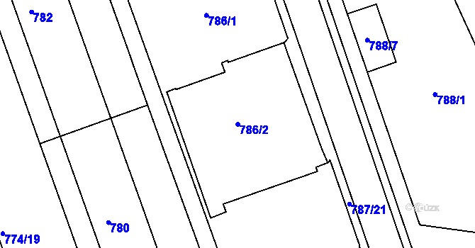 Parcela st. 786/2 v KÚ Štětí I, Katastrální mapa