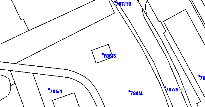 Parcela st. 786/3 v KÚ Štětí I, Katastrální mapa