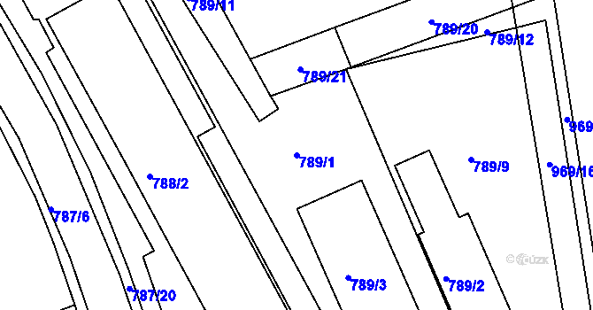 Parcela st. 789/1 v KÚ Štětí I, Katastrální mapa